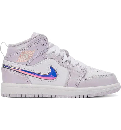 Jordan 1 Mid SE Barely Grape Iridescent Swoosh (PS) - authentic Jordan sneakers