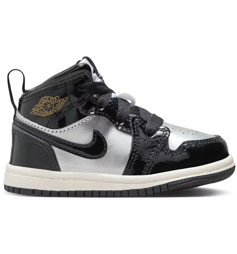 Jordan 1 Mid SE Black Metallic Silver Sail Metallic Gold (TD) - vue 360