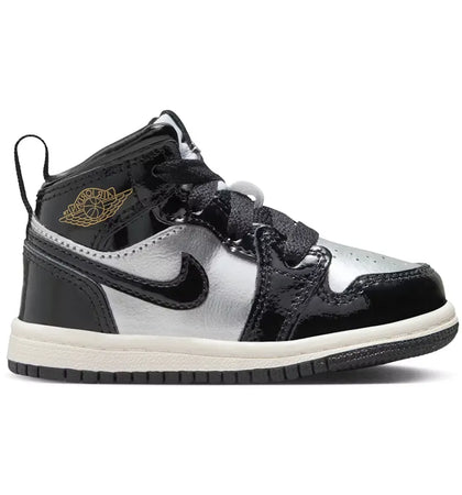 Jordan 1 Mid SE Black Metallic Silver Sail Metallic Gold (TD) - authentic Jordan sneakers
