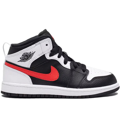 Jordan 1 Mid White Black Chile Red (PS) - authentic Jordan sneakers
