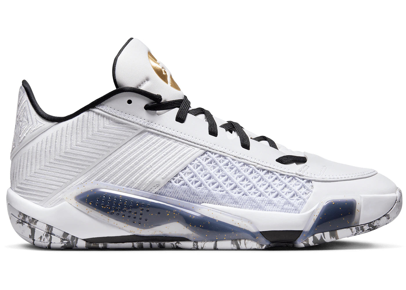 Jordan 38 Low White Metallic Gold Black - vue 360