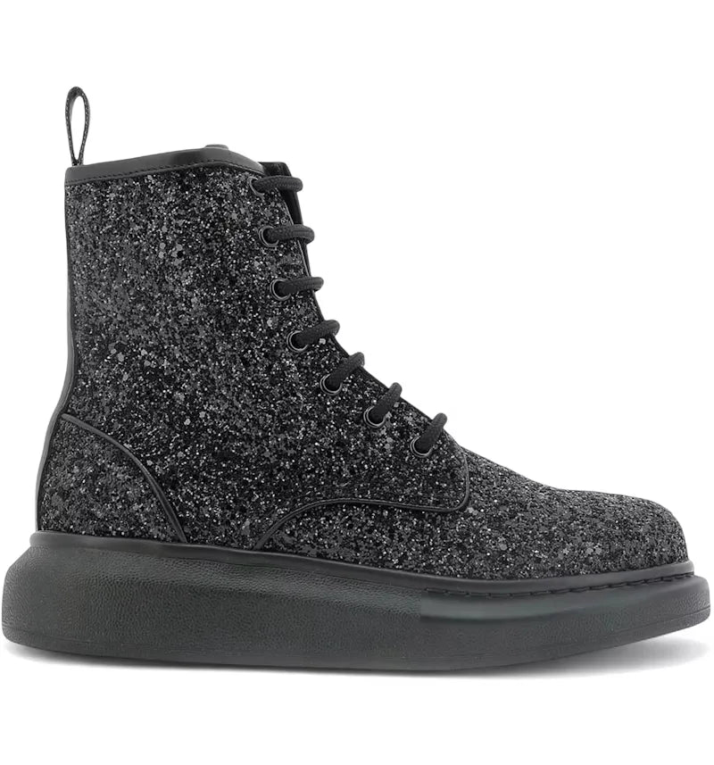 Alexander McQueen Hybrid Ankle Boots Black Glitter (Women's) - vue 360