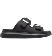 Alexander McQueen Hybrid Buckled Rubber Sandals Black Silver (Women's)