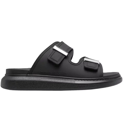 Alexander McQueen Hybrid Buckled Rubber Sandals Black Silver (Women's) - authentic Alexander McQueen sneakers