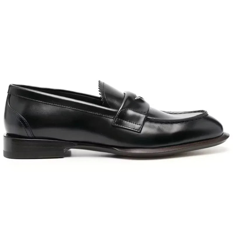Alexander McQueen Leather Coin-Embellished Penny Loafer Black - vue 360