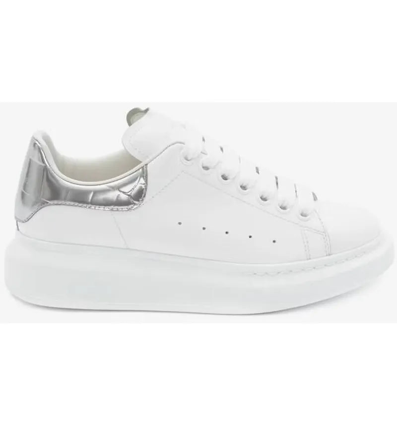Alexander McQueen Oversized White Silver Croco (Women's) - vue 360