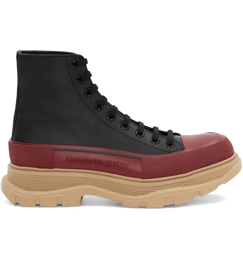 Alexander McQueen Tread Slick Boot Black Red Beige - vue 360