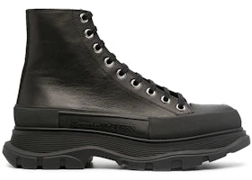 Alexander McQueen Tread Slick Lace Up Boot Triple Black Leather - authentic Alexander McQueen sneakers
