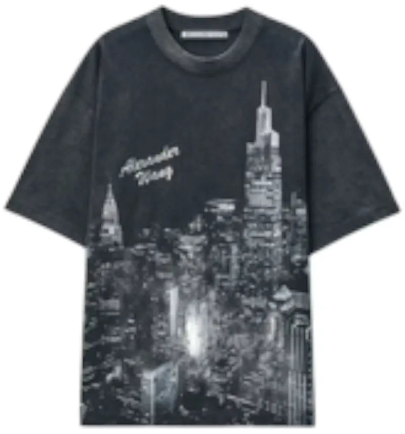 Alexander Wang Allover Hotfix Graphic Short Sleeve T-shirt Washed Black - vue 360