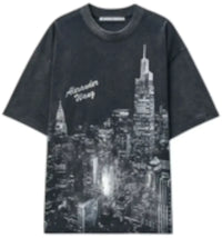Alexander Wang Allover Hotfix Graphic Short Sleeve T-shirt Washed Black