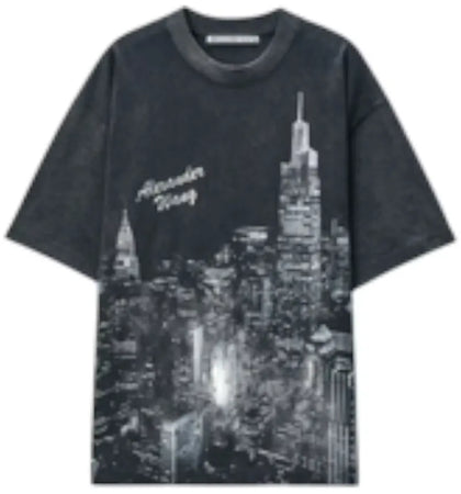Alexander Wang Allover Hotfix Graphic Short Sleeve T-shirt Washed Black - authentic Alexander Wang apparel