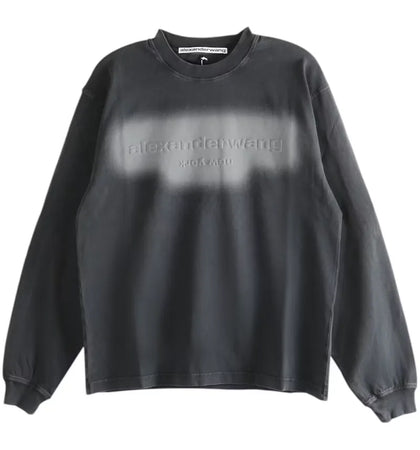 Alexander Wang Emboss Logo Long Sleeve Tee Washed Black - authentic Alexander Wang product
