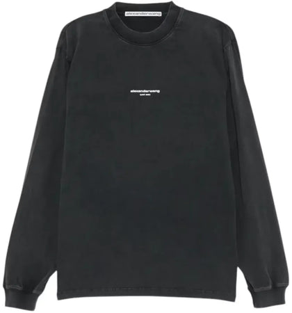 Alexander Wang Logo Print Long Sleeve Tee Washed Black - authentic Alexander Wang product