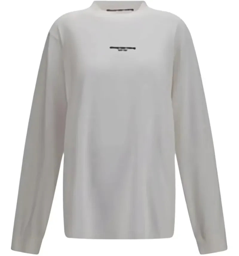 Alexander Wang Logo Print Long Sleeve Tee White - vue 360