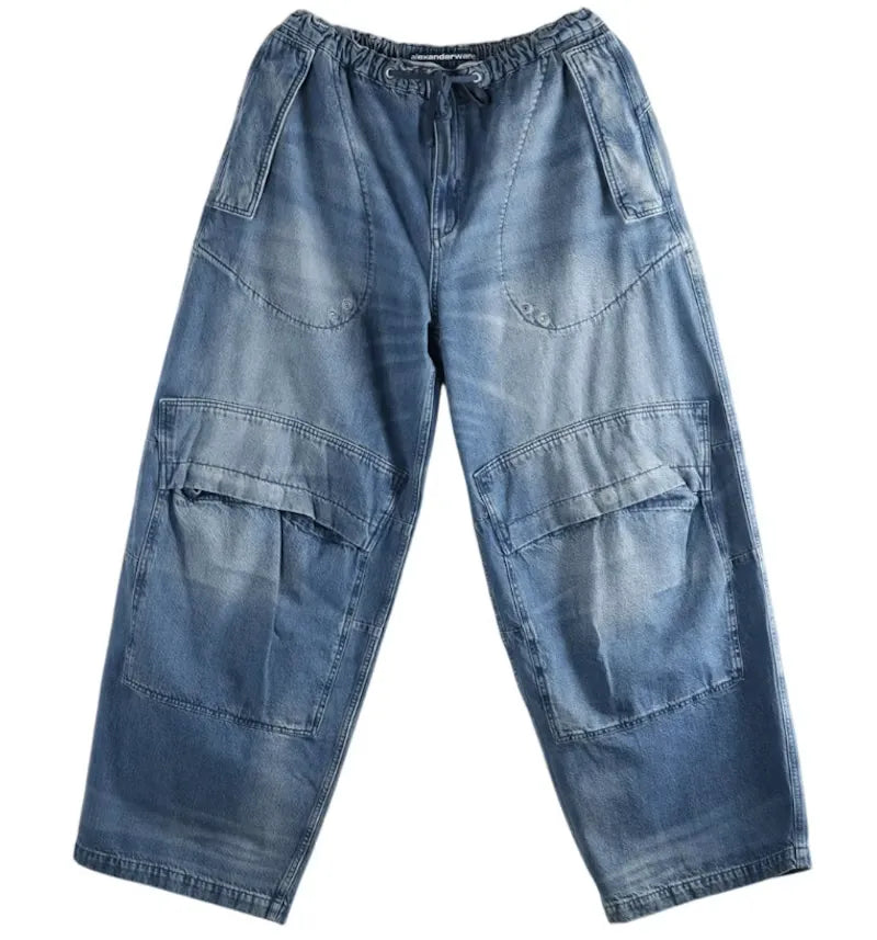 Alexander Wang Low Rise Oversized Cargo Pant Tintedium Indigo - vue 360