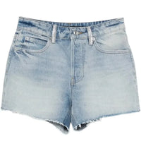 Alexander Wang Women's Crystal Beltloops Mid Rise Relaxed Short Vintage Bleach Blue