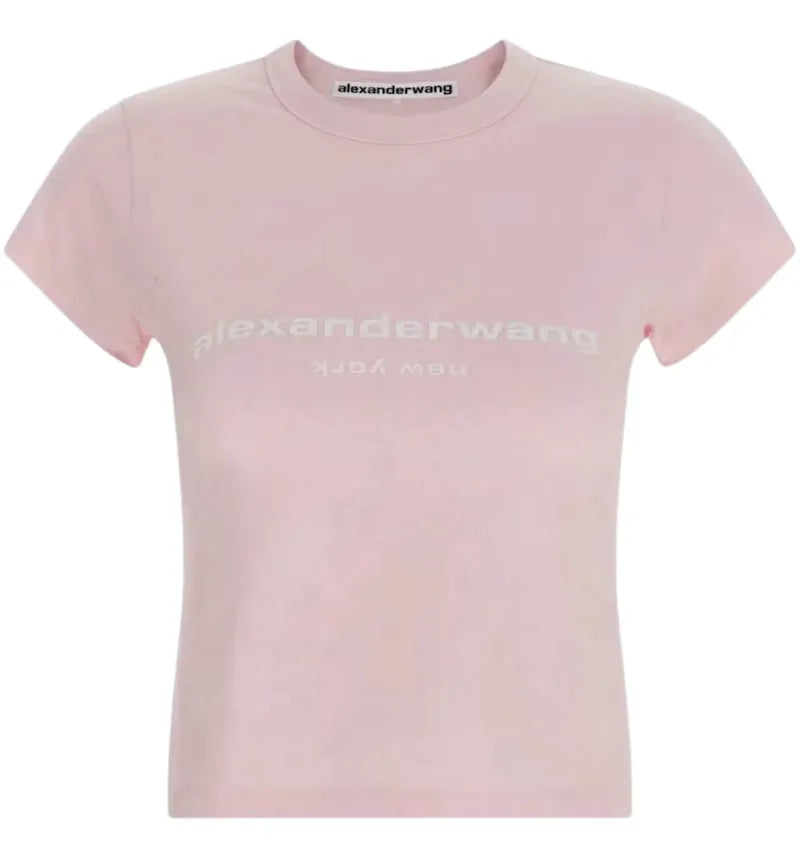Alexander Wang Women's Hotfix Logo Baby Tee Light Pink - vue 360