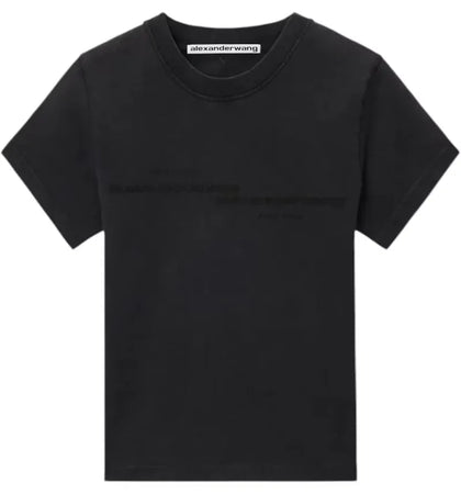 Alexander Wang Women's Mirrored Logo Print Shrunken Tee Washed Black - authentic Alexander Wang product