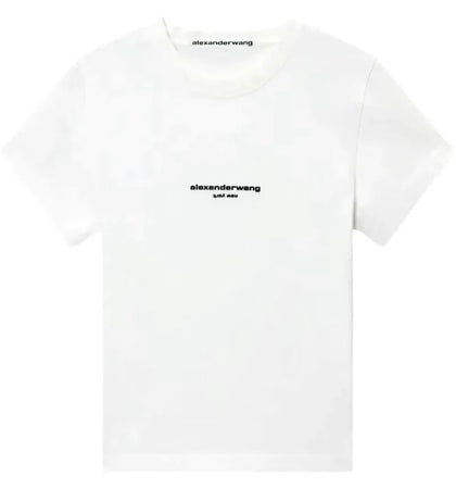 Alexander Wang Women's Shrunken Short Sleeve Logo P Rint Tee White - authentic Alexander Wang product