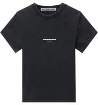 Alexander Wang Women's Shrunken Short Sleeve Logo Print Tee Washed Black