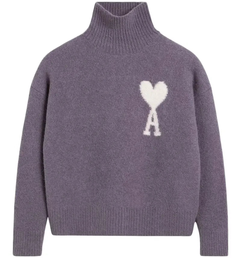 Ami Paris Ami De Coeur Funnel Neck Sweatshirt Lilac - vue 360