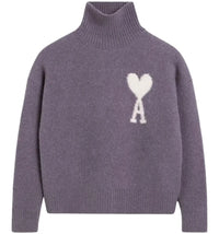 Ami Paris Ami De Coeur Funnel Neck Sweatshirt Lilac