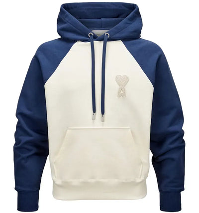 Ami Paris Ami De Coeur Heart Logo Hoodie Cream/Blue