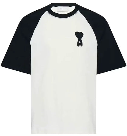 Ami Paris Ami De Coeur Raglan Short Sleeve T-shirt Off White/Black - authentic Ami Paris apparel