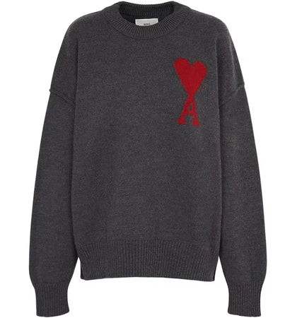 Ami Paris Ami De Coeur Sweater Dark Grey - authentic Ami Paris apparel