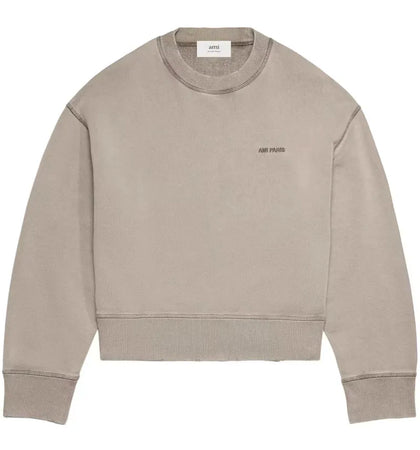 Ami Paris Logo-Embroidered Sweatshirt Clay Grey - authentic Ami Paris apparel