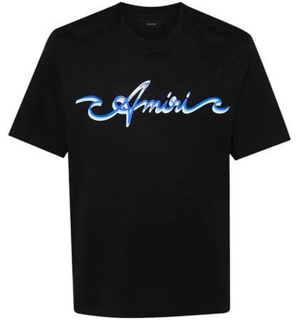 AMIRI Wave Logo T-shirt Black/Blue - authentic AMIRI apparel