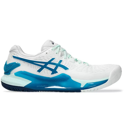 ASICS Gel-Resolution 9 White Teal Blue (Women's) - authentic ASICS sneakers
