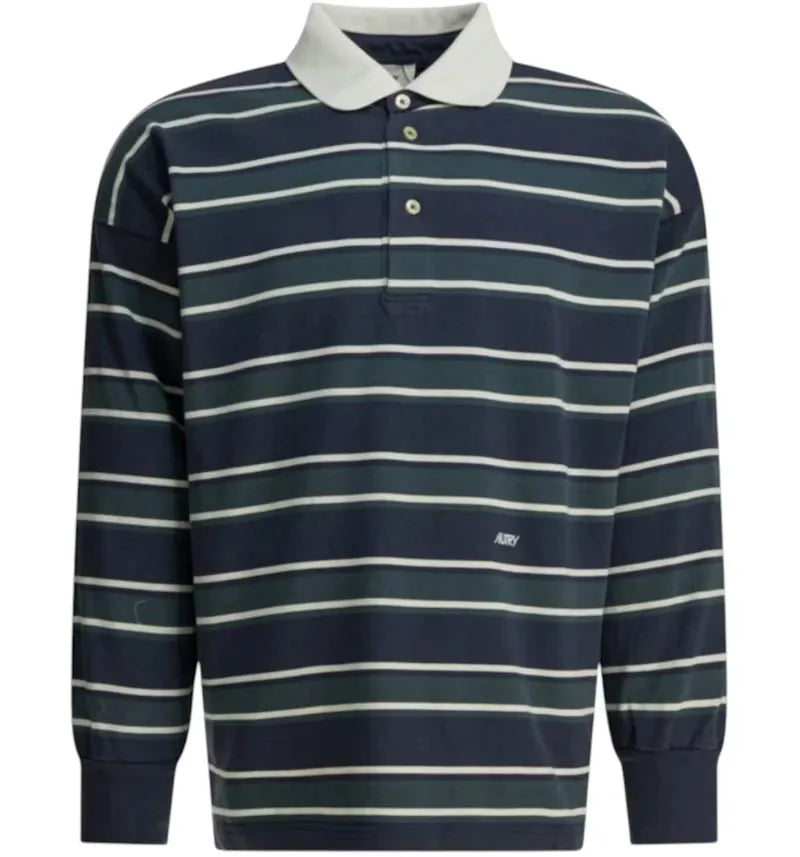 Autry Rugby Cotton Polo Shirt Blue - vue 360