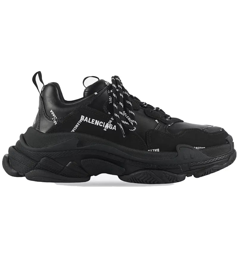 Balenciaga All Over Logo Triple S Black (Women's) - vue 360