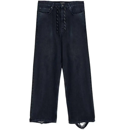 Balenciaga Baggy Drawsting Jeans Blue Denim - authentic Balenciaga product