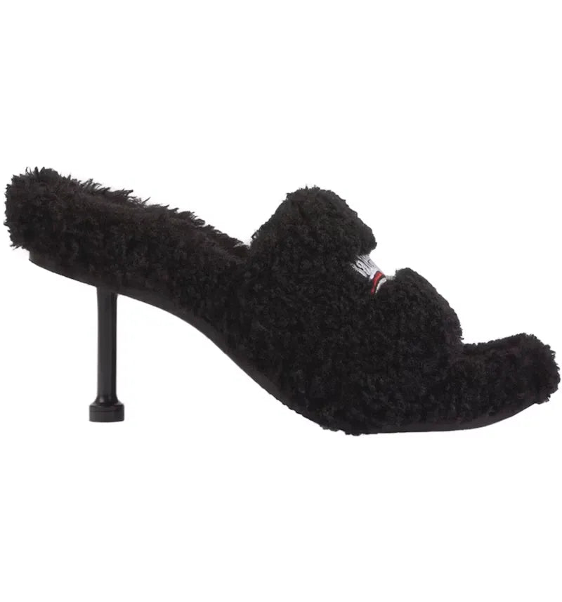 Balenciaga Furry Sandal M80 Black (Womens) - vue 360