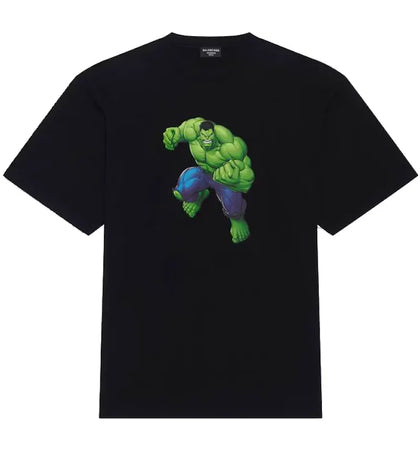 Balenciaga Hulk 2021 MARVEL Medium Fit T-shirt Black - authentic Balenciaga apparel