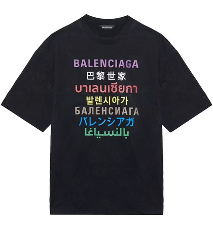 Balenciaga Languages Medium Fit T-shirt Black - authentic Balenciaga apparel