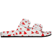 Balenciaga Logo Print Mallorca Flat Sandals White Red Hearts (Women's)