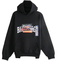 Balenciaga Medium Fit Graphic Hoodie Black