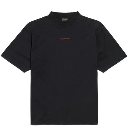 Balenciaga Medium Fit T-shirt Faded Washed Black Red - authentic Balenciaga apparel
