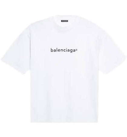 Balenciaga Mens New Copyright Medium Fit T-shirt White - authentic Balenciaga apparel
