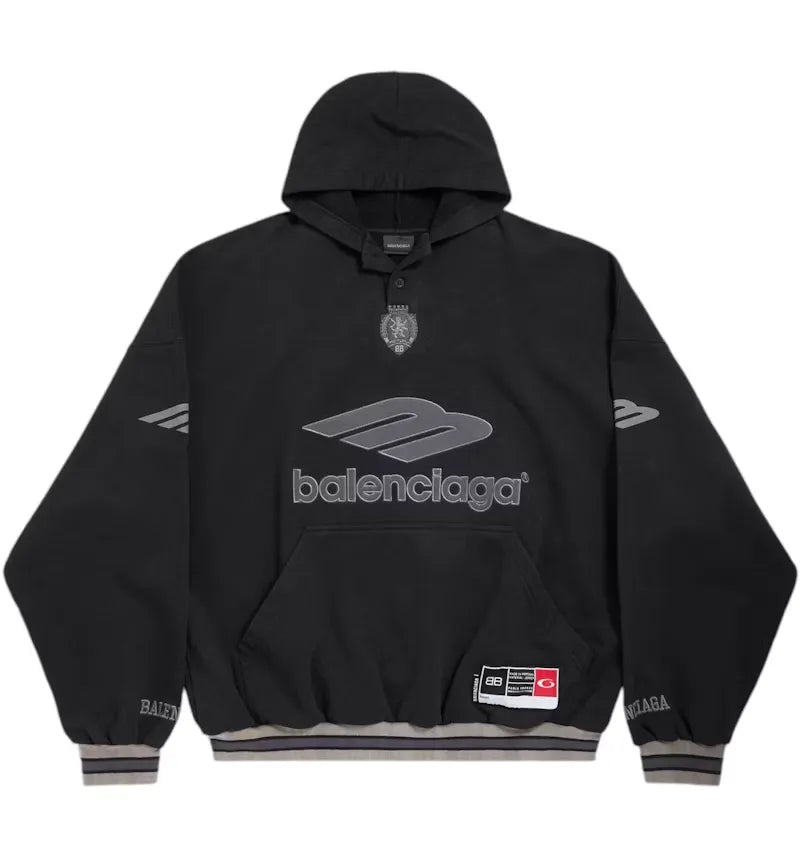 Balenciaga Polo Over Hoodie Black/Anthracite - vue 360