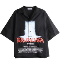 Balenciaga Printed S/S Bowling Shirt Black