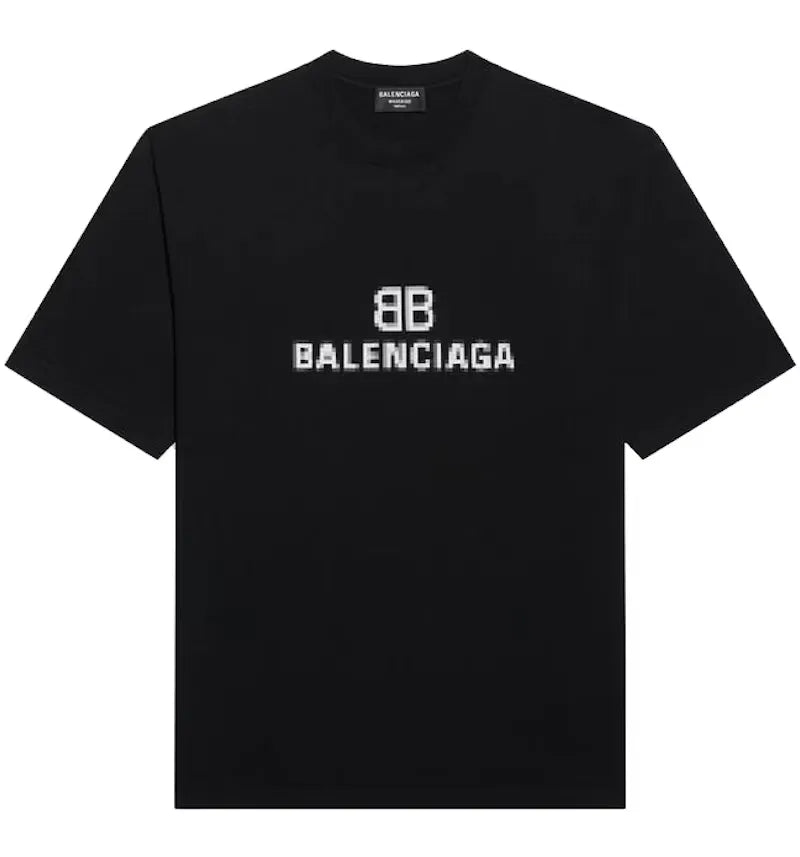 Balenciaga Womens BB Pixel Medium Fit T-shirt Black - vue 360