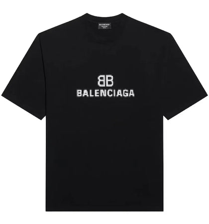 Balenciaga Womens BB Pixel Medium Fit T-shirt Black - authentic Balenciaga apparel