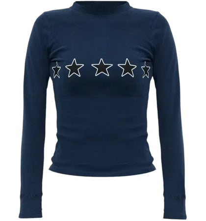 Balenciaga Women's L/S Fitted Crewneck Top Washed Navy - authentic Balenciaga product