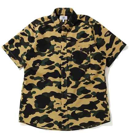 BAPE 1st Camo BD S/S Shirt Yellow - authentic BAPE apparel