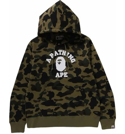 BAPE 1st Camo College Pullover Hoodie (FW23) Green - authentic BAPE apparel