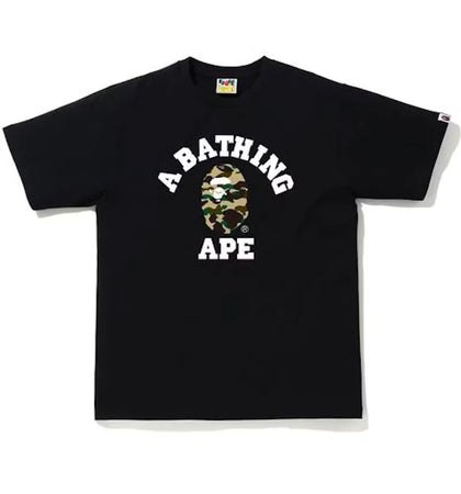 BAPE 1st Camo College T-Shirt Black/Yellow - authentic BAPE apparel
